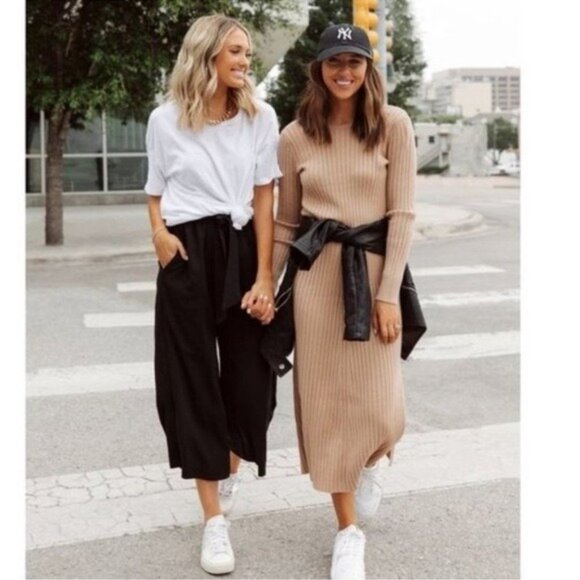 NWT WAYF Dede x Emily Hollie Sweater Dress S BFF Collection Ribbed Knit Midi - Picture 3 of 13